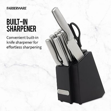 Farberware® Edgekeeper Stainless Steel 11-Piece Slim Knife Block Set with Built in Sharpener