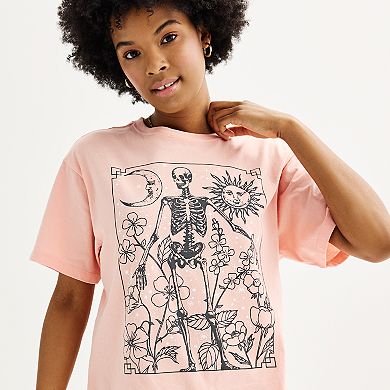 Juniors' Short Sleeve Cropped Graphic Tee