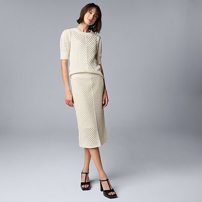 white christmas dresses 70s 60s Cream Knit Dress Short Sleeves Vera Maxwell Original / 1970s 1   RareJule Vintage