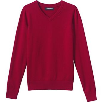 Boys' 4-20 Lands' End Fine Gauge V-Neck Sweater
