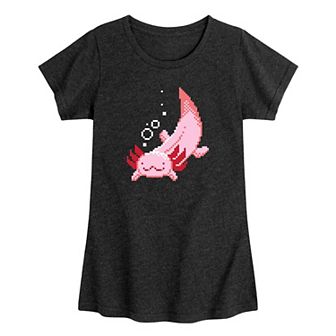 Girls Pixel Axolotl Graphic Tee