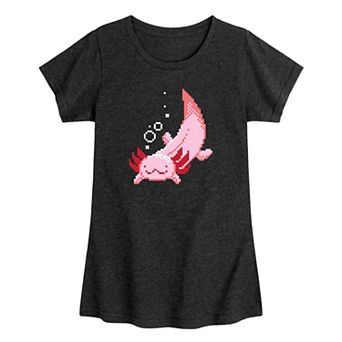 Girls Pixel Axolotl Graphic Tee