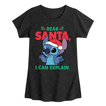 Disney's Lilo & Stitch Girls 7-16 Dear Santa I Can Explain Christmas Graphic Tee