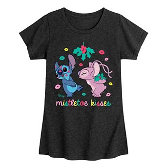Disney's Lilo & Stitch Girls 7-16 Mistletoe Kisses Christmas Graphic Tee