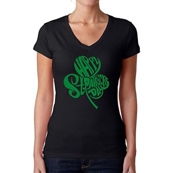 St. Patrick's Day Shamrock - Women's Word Art V-Neck T-Shirt