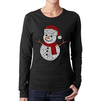 Christmas Snowman - Women's Word Art Long Sleeve T-Shirt