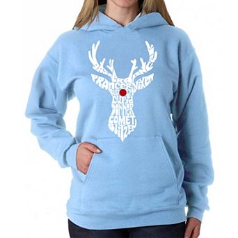 Women's Word Art Hooded Sweatshirt - Santa's Reindeer