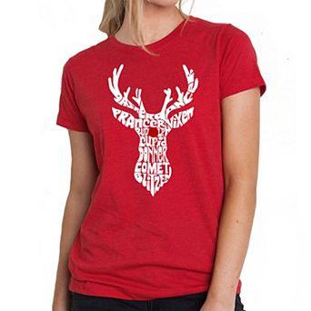 Women's Premium Blend Word Art T-shirt - Santa's Reindeer