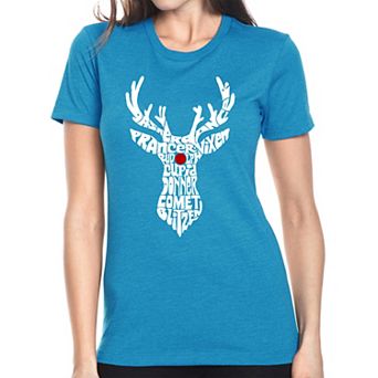Women's Premium Blend Word Art T-shirt - Santa's Reindeer