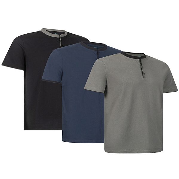 Men's Short Sleeve Henley TShirt3 Pack