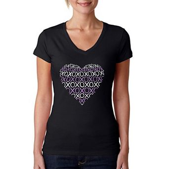 XOXO Heart - Women's Word Art V-Neck T-Shirt