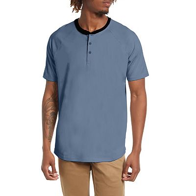 Men s Short Sleeve Henley T Shirt with Contrast Trim
