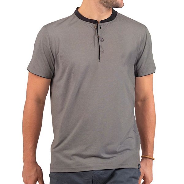 Men's Casual Henley Short Sleeve Top with Contrast Collar