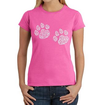 Women's Word Art T-Shirt - Meow Cat Prints