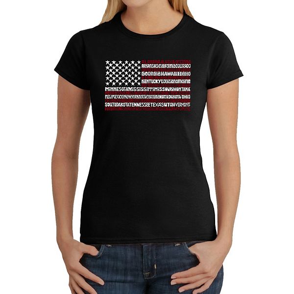 50 States American Flag - Women's Word Art T-Shirt