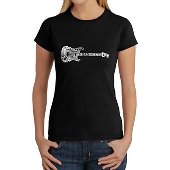 Women's Word Art T-Shirt - Rock Guitar