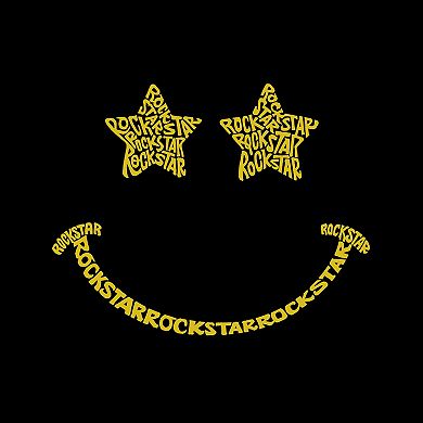 Rockstar Smiley - Women's Word Art V-Neck T-Shirt