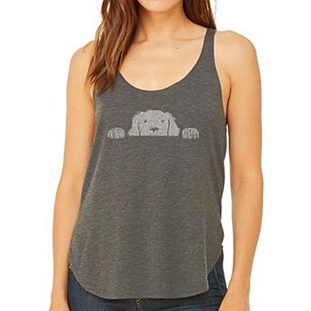 Peeking Dog - Women's Word Art Flowy Tank Top