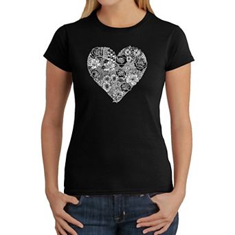 Heart Flowers - Women's Word Art T-Shirt