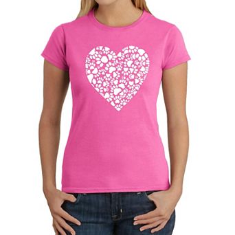 Paw Prints Heart - Women's Word Art T-Shirt