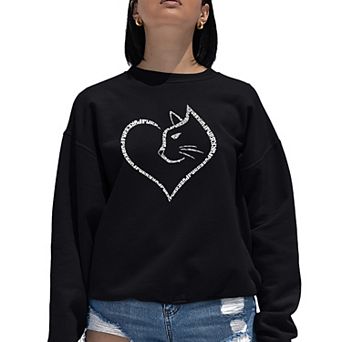 Cat Heart - Women's Word Art Crewneck Sweatshirt