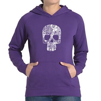 Rock n Roll Skull - Women's Word Art Hooded Sweatshirt
