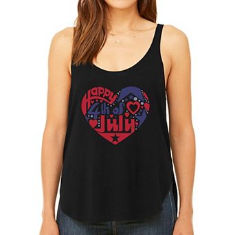 July 4th Heart - Women's Word Art Flowy Tank Top