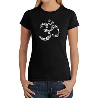 The Om Symbol Out Of Yoga Poses - Womens Word Art T-Shirt
