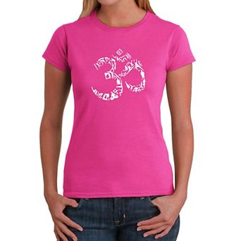 The Om Symbol Out Of Yoga Poses - Womens Word Art T-Shirt