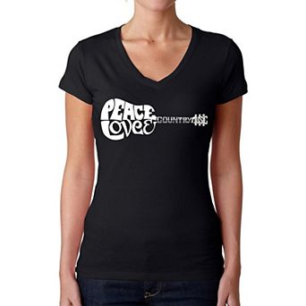 Peace Love Country - Women's Word Art V-Neck T-Shirt