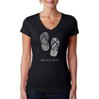 BEACH BUM - Women's Word Art V-Neck T-Shirt