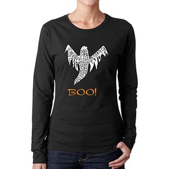 Halloween Ghost - Women's Word Art Long Sleeve T-Shirt