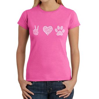 Peace Love Dogs - Womens Word Art T-Shirt