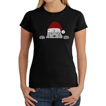 Christmas Peeking Dog - Women's Word Art T-Shirt