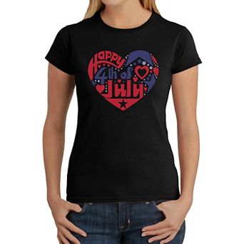 July 4th Heart - Women's Word Art T-Shirt