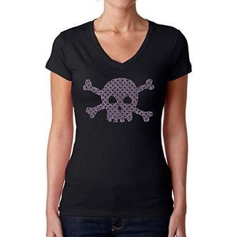 XOXO Skull - Women's Word Art V-Neck T-Shirt