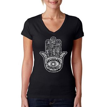 Hamsa - Women's Word Art V-Neck T-Shirt
