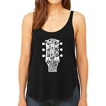 Guitar Head Music Genres - Women's Word Art Flowy Tank Top