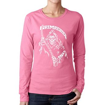 Women's Word Art Long Sleeve T-Shirt - Grim Reaper