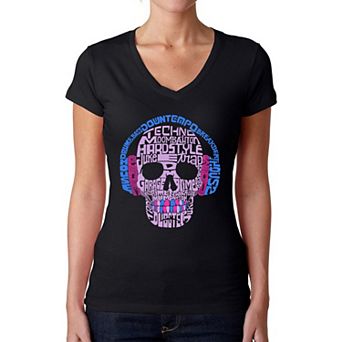 Styles of EDM Music - Women's Word Art V-Neck T-Shirt
