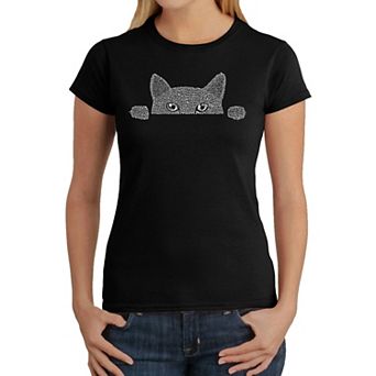 Peeking Cat - Women's Word Art T-Shirt