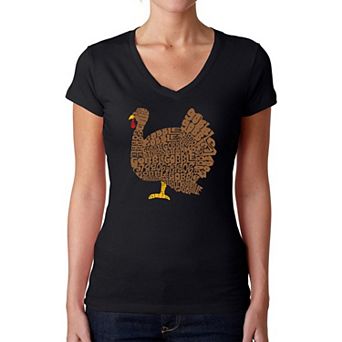 Thanksgiving - Women's Word Art V-Neck T-Shirt
