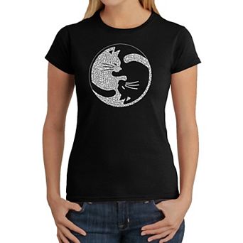 Yin Yang Cat - Women's Word Art T-Shirt