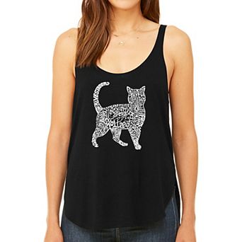 Cat - Women's Word Art Flowy Tank Top
