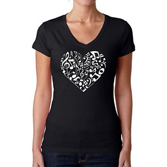 Heart Notes - Women's Word Art V-Neck T-Shirt