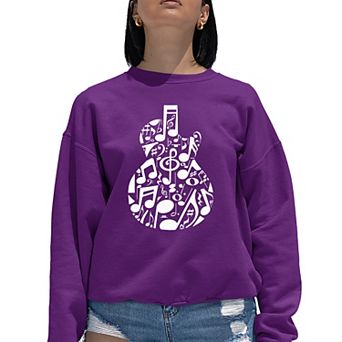 Music Notes Guitar - Women's Word Art Crewneck Sweatshirt
