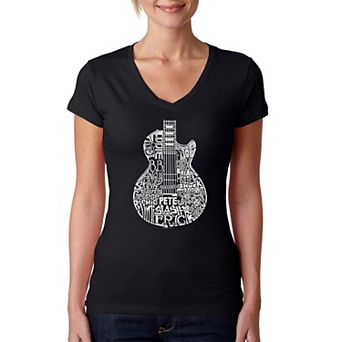 Rock Guitar Head - Women's Word Art V-Neck T-Shirt