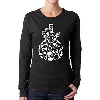 Music Notes Guitar - Women's Word Art Long Sleeve T-Shirt