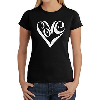 Script Love Heart - Women's Word Art T-Shirt
