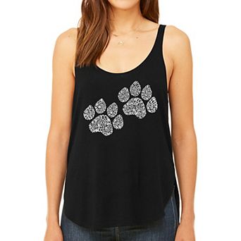 Woof Paw Prints - Women's Word Art Flowy Tank Top